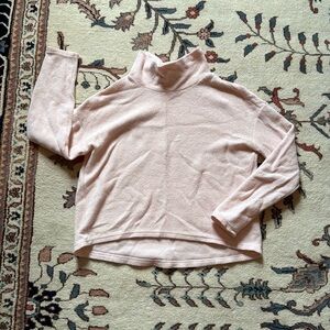 Banana Republic Cropped Baby Pink Mock Neck Long Sleeve Shirt